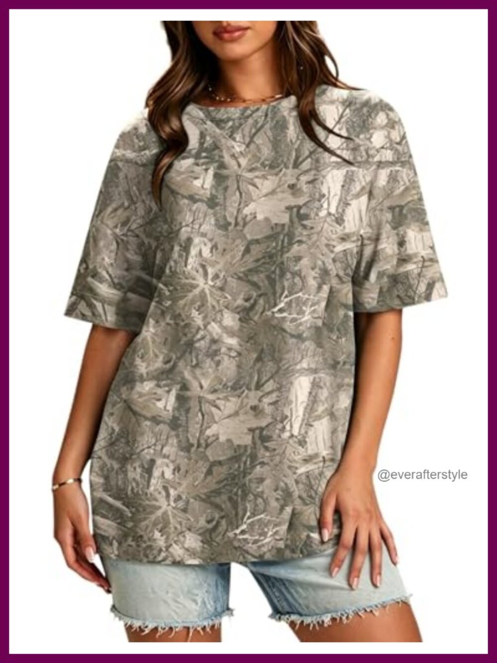 Oversized Camo T-Shirt Cotton Blend Crew Neck Short Sleeve Summer Casual Unisex
